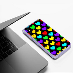 Чехол iPhone XS Max матовый Undertale heart pattern, цвет: 3D-светло-сиреневый — фото 2