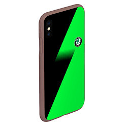 Чехол iPhone XS Max матовый Skoda green line geometry, цвет: 3D-коричневый — фото 2