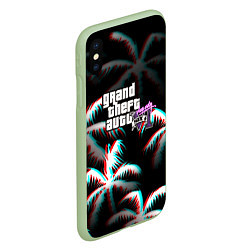 Чехол iPhone XS Max матовый GTA 6 vice city glitch, цвет: 3D-салатовый — фото 2