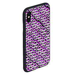 Чехол iPhone XS Max матовый Фиолетово-белый узор на чёрном фоне, цвет: 3D-черный — фото 2