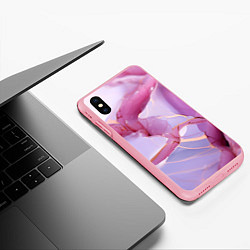 Чехол iPhone XS Max матовый Куски розового мрамора, цвет: 3D-баблгам — фото 2