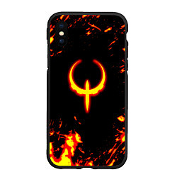 Чехол iPhone XS Max матовый Quake fire logo, цвет: 3D-черный