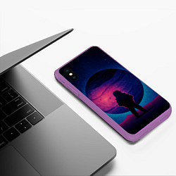 Чехол iPhone XS Max матовый Одинокий космонавт, цвет: 3D-фиолетовый — фото 2