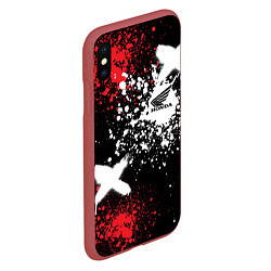 Чехол iPhone XS Max матовый Хонда на фоне граффити и брызг красок, цвет: 3D-красный — фото 2
