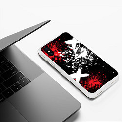 Чехол iPhone XS Max матовый Хонда на фоне граффити и брызг красок, цвет: 3D-белый — фото 2