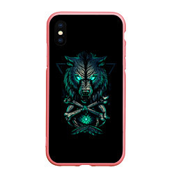 Чехол iPhone XS Max матовый Скандинавский светящийся волк, цвет: 3D-баблгам