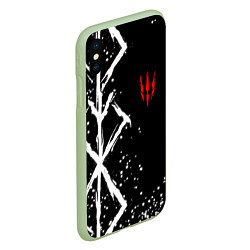 Чехол iPhone XS Max матовый Ведьмак - белые руны, цвет: 3D-салатовый — фото 2