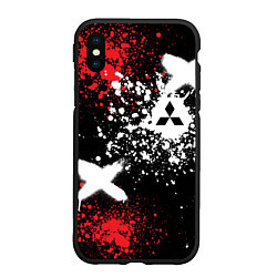 Чехол iPhone XS Max матовый Митсубиси на фоне граффити и брызг красок, цвет: 3D-черный