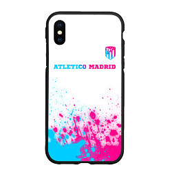 Чехол iPhone XS Max матовый Atletico Madrid neon gradient style посередине, цвет: 3D-черный