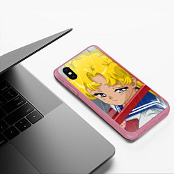 Чехол iPhone XS Max матовый Sailor Moon Усаги Цукино грустит, цвет: 3D-малиновый — фото 2