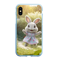 Чехол iPhone XS Max матовый Забавный белый кролик в платье, цвет: 3D-голубой