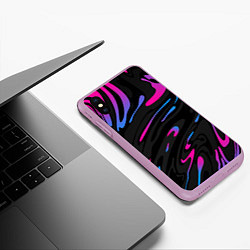 Чехол iPhone XS Max матовый Неоновые разводы - фиолетовый, цвет: 3D-сиреневый — фото 2