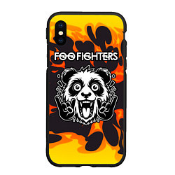 Чехол iPhone XS Max матовый Foo Fighters рок панда и огонь, цвет: 3D-черный