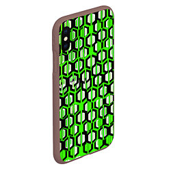 Чехол iPhone XS Max матовый Техно узор из шестиугольников зелёный, цвет: 3D-коричневый — фото 2