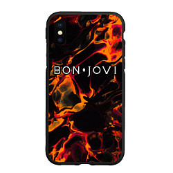 Чехол iPhone XS Max матовый Bon Jovi red lava, цвет: 3D-черный