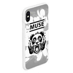 Чехол iPhone XS Max матовый Muse рок панда на светлом фоне, цвет: 3D-белый — фото 2