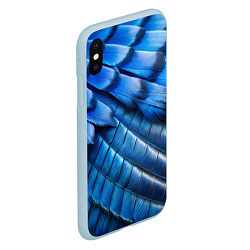 Чехол iPhone XS Max матовый Перья птицы сойка, цвет: 3D-голубой — фото 2