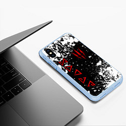 Чехол iPhone XS Max матовый Знаки из Ведьмака - белые брызги, цвет: 3D-голубой — фото 2