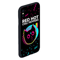 Чехол iPhone XS Max матовый Red Hot Chili Peppers - rock star cat, цвет: 3D-черный — фото 2