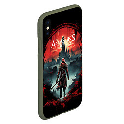 Чехол iPhone XS Max матовый Assassins creed город на горизонте, цвет: 3D-темно-зеленый — фото 2