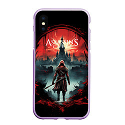 Чехол iPhone XS Max матовый Assassins creed город на горизонте, цвет: 3D-сиреневый