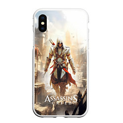 Чехол iPhone XS Max матовый Assassins creed старый город, цвет: 3D-белый