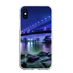 Чехол iPhone XS Max матовый Вечерняя Америка - мост, цвет: 3D-белый