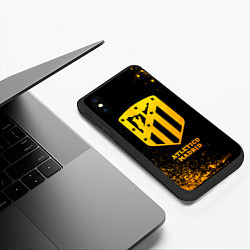 Чехол iPhone XS Max матовый Atletico Madrid - gold gradient, цвет: 3D-черный — фото 2