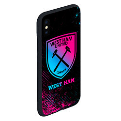 Чехол iPhone XS Max матовый West Ham - neon gradient, цвет: 3D-черный — фото 2