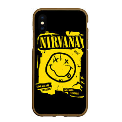 Чехол iPhone XS Max матовый Nirvana - смайлик, цвет: 3D-коричневый