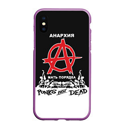 Чехол iPhone XS Max матовый Анархия - Punks not dead, цвет: 3D-фиолетовый