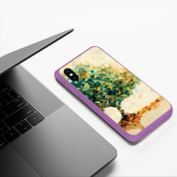 Чехол iPhone XS Max матовый Многоугольное дерево с листьями, цвет: 3D-фиолетовый — фото 2