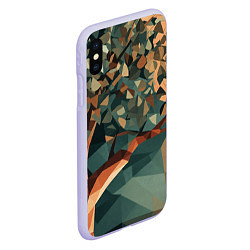 Чехол iPhone XS Max матовый Полигональное дерево с зелеными листьями, цвет: 3D-светло-сиреневый — фото 2