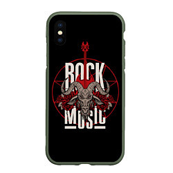 Чехол iPhone XS Max матовый Рок музыка - тяжёлый рок, цвет: 3D-темно-зеленый