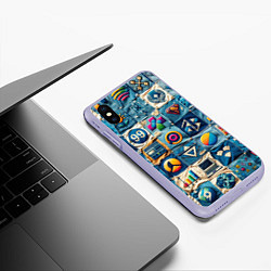 Чехол iPhone XS Max матовый Пэчворк деним из девяностых, цвет: 3D-светло-сиреневый — фото 2
