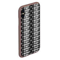Чехол iPhone XS Max матовый Чёрно-белые квадраты, цвет: 3D-коричневый — фото 2