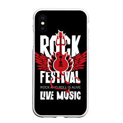 Чехол iPhone XS Max матовый Rock festival - live music, цвет: 3D-белый