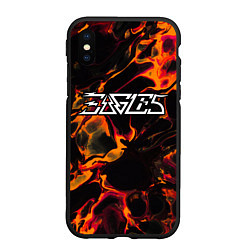Чехол iPhone XS Max матовый Eagles red lava, цвет: 3D-черный
