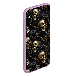 Чехол iPhone XS Max матовый Прикованные золотой цепью черепа, цвет: 3D-сиреневый — фото 2