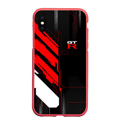 Чехол iPhone XS Max матовый Nissan GTR - Cyber, цвет: 3D-красный
