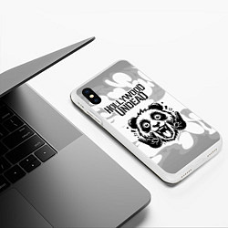 Чехол iPhone XS Max матовый Hollywood Undead рок панда на светлом фоне, цвет: 3D-белый — фото 2