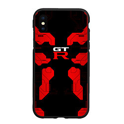 Чехол iPhone XS Max матовый Nissan GTR - Cyber red, цвет: 3D-черный