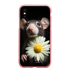 Чехол iPhone XS Max матовый Крыс и ромашка, цвет: 3D-баблгам