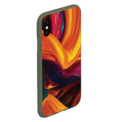 Чехол iPhone XS Max матовый Цветная абстракция colorful, цвет: 3D-темно-зеленый — фото 2