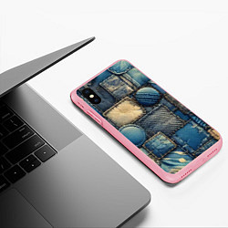 Чехол iPhone XS Max матовый Denim patchwork - ai art, цвет: 3D-баблгам — фото 2