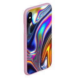 Чехол iPhone XS Max матовый Абстрактный разноцветный жидкий металл, цвет: 3D-розовый — фото 2