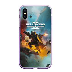 Чехол iPhone XS Max матовый Helldivers 2 art for the game, цвет: 3D-сиреневый