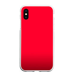 Чехол iPhone XS Max матовый Карминово-красный мягкий градиент с затемнением, цвет: 3D-белый