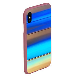 Чехол iPhone XS Max матовый Голубые и коричневые полосы, цвет: 3D-малиновый — фото 2