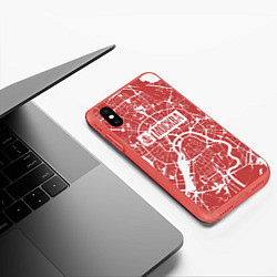 Чехол iPhone XS Max матовый Красная карта Москвы, цвет: 3D-красный — фото 2